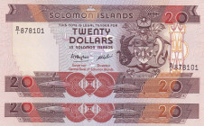 Solomon Islands, 20 Dollars, 1986, UNC, p16a, (Total 2 consecutive banknotes)
Estimate: USD 15-30
