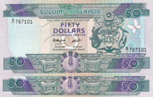 Solomon Islands, 50 Dollars, 1986, UNC, p17a, (Total 2 consecutive banknotes)
Estimate: USD 30-60