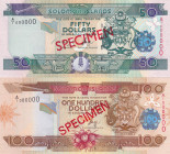 Solomon Islands, 50-100 Dollars, 2005/2006, UNC, p29s; p30s, SPECIMEN
(Total 2 banknotes)
Estimate: USD 75-150