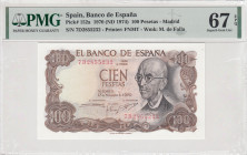 Spain, 100 Pesetas, 1974, UNC, p152a
PMG 67 EPQ, High condition 
Estimate: USD 35-70