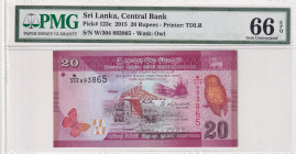 Sri Lanka, 20 Rupees, 2015, UNC, p123c
PMG 66 EPQ
Estimate: USD 30-60