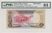 Sudan, 5 Pounds, 1970, UNC, p14as, SPECIMEN
PMG 64, Canceled
Estimate: USD 100-200