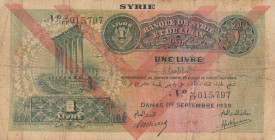Syria, 1 Livre, 1939, FINE, p40e
There are stains and openings.
Estimate: USD 20-40