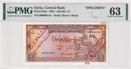 Syria, 1 Pound, 1963, UNC, p93as, SPECIMEN
PMG 63
Estimate: USD 200-400