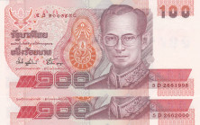 Thailand, 100 Baht, 1994, UNC, p97, (Total 2 banknotes)
Estimate: USD 20-40