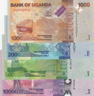 Uganda, 1.000-2.000-5.000-10.000 Shillings, 2012, UNC, p49-p52, (Total 4 banknotes)
Estimate: USD 15-30