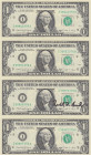 United States of America, 1 Dollar, 1988, UNC, p480b, (Total 4 banknotes)
In 4 blocks. Uncut, Treasury Secretary wet signature
Estimate: USD 25-50