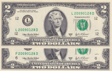 United States of America, 2 Dollars, 2003, UNC, p516b, (Total 2 banknotes)
8 Digit Twin, "Day-Month-Year" Date Serial Number
Estimate: USD 150-300