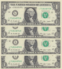 United States of America, 1 Dollar, 2009, UNC, p530, (Total 4 consecutive banknotes)
Estimate: USD 15-30