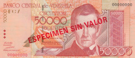 Venezuela, 50.000 Bolivares, 1998, UNC, p83s, SPECIMEN
Estimate: USD 30-60