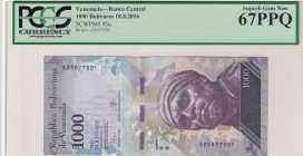 Venezuela, 1.000 Bolívares, 2016, UNC, p95a
PCGS 67 PPQ, High Condition
Estimate: USD 25-50
