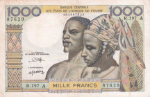 West African States, 1.000 Francs, 1980, VF(+), p103An
"A" for Cote d' Ivoire
Estimate: USD 25-50