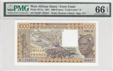 West African States, 1.000 Francs, 1981, UNC, p107Ac
PMG 66 EPQ
Estimate: USD 60-120