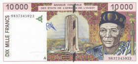 West African States, 10.000 Francs, 1998, UNC, p114Af
"A'' Ivory Coast
Estimate: USD 50-100