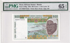 West African States, 500 Francs, 1996, UNC, p210Bg
PMG 65 EPQ, "B" for Benin (Dahomey)
Estimate: USD 50-100
