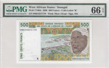 West African States, 500 Francs, 2000, UNC, p710Kk
PMG 66 EPQ, "K'' Senegal
Estimate: USD 40-80