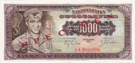 Yugoslavia, 1.000 Dinara, 1963, UNC, p75s, SPECIMEN
Estimate: USD 20-40