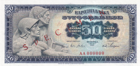 Yugoslavia, 50 Dinara, 1965, UNC, p79s, SPECIMEN
Estimate: USD 50-100