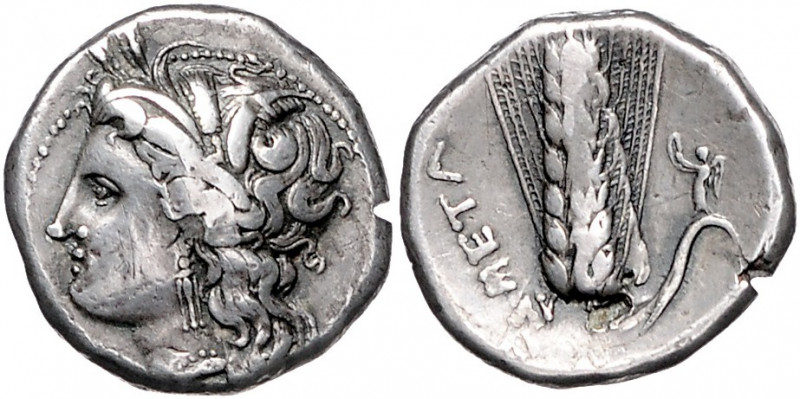 ITALIEN, LUKANIEN / Stadt Metapont, AR Didrachme (330-290 v.Chr.). Kopf der Pers...