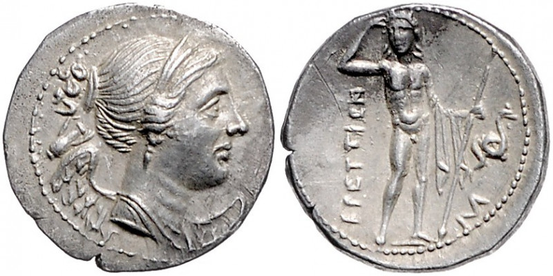 ITALIEN, BRUTTIUM / Brettische Liga, AR Drachme (215-207 v.Chr.). Diad. Kopf der...