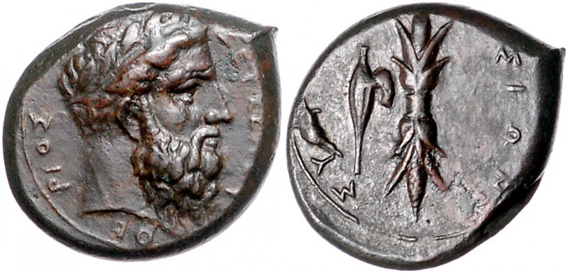 ITALIEN, SIZILIEN / Stadt Syrakus, AE Hemilitron (344-317 v.Chr.). Kopf des Zeus...