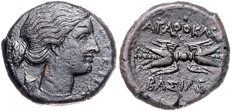ITALIEN, SIZILIEN / Stadt Syrakus, AE 21 (Agathokles, 317-289 v.Chr.). Artemisbü...