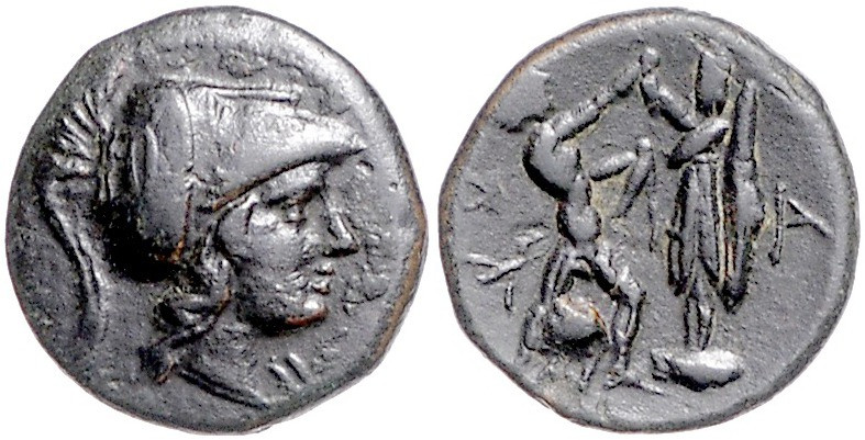 GRIECHENLAND, MAKEDONIEN. Antigonos Gonatas, 277-239 v.Chr., AE 17. Athenakopf r...
