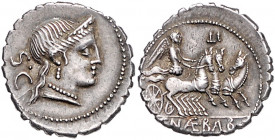 RÖMISCHE REPUBLIK, C. Naevius Balbus, 79 v.Chr., AR Denar. Diad. Kopf der Venus r., SC. Rs.Victoria in Triga r., C NAE BAB, oben Kontrollzeichen. 3,82...