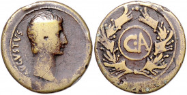 RÖMISCHES REICH, Augustus, 27 v.-14 n.Chr., AE Dupondius (28-15 v.Chr.). Büste r., AVGVSTVS. Rs.CA im Lorbeerkranz. 12,53g.
s-ss
RIC 502; Kampm.2.34...