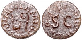 RÖMISCHES REICH, Augustus, 27 v.-14 n.Chr., AE Quadrans (9 v. Chr.), Rom. Lituus und Simpulum, LAMIA SILIVS ANNIVS. Rs.IIIII VIR AAA FF um SC. 3,01g....