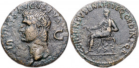 RÖMISCHES REICH, Augustus, 27 v.-14 n.Chr., posthum unter Caligula, 37-41, AE Dupondius, Rom. Kopf mit Strahlenkrone l., DIVVS AVGVSTVS, S-C. Rs.Augus...
