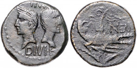 RÖMISCHES REICH, Augustus und Agrippa, 27-12 v.Chr., AE As, Gallien, Nemausus. IMP DIVI F. Büsten von Agrippa und Augustus. Rs.COL NEM. Krokodil. 12,5...