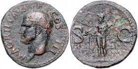 RÖMISCHES REICH, Agrippa, 27-12 v.Chr., posthum unter Caligula, 37-41, AE As, 37-41 n.Chr., Rom. Kopf des Agrippa mit Krone aus Rostren l. Rs.Neptun m...