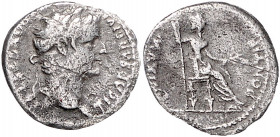 RÖMISCHES REICH, Tiberius, 14-37, AR Denar, Lugdunum. Belorb. Kopf. Rs.Weibl. Gestalt thront r. mit Zepter und Zweig, PONTIF MAXIM. Tribut-Pfennig. 3,...