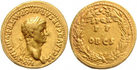 RÖMISCHES REICH, Claudius, 41-54, AV Aureus (49-50), Rom. Belorb. Büste r., TI CLAVD CAESAR AVG PM TRP VIIII IMP XVI. Rs.SPQR PP OBCS im Lorbeerkranz....