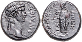 RÖMISCHES REICH, Claudius, 41-54, AE 17, Phrygien, Stadt Kadoi. Belorb. Büste r., KLAYDIOC [KAICAP]. Rs.Zeus l. stehend, EPIMELITON, KA DO HNON. 4,57g...