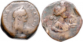 RÖMISCHES REICH, Agrippina Junior, Mutter des Nero, +59, AE Diobol, Jahr 13 =52/53, Stadt Alexandria. Büste mit Ährenkranz r. Rs.Büste der Euthenia mi...