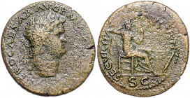 RÖMISCHES REICH, Nero, 54-68, AE Dupondius, Lyon. Belorb. Büste r. Rs.Securitas sitzt r. neben Altar, darunter SC. 14,15g.
selten, f.ss
RIC 518; BMC...