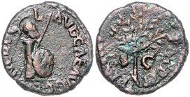 RÖMISCHES REICH, Nero, 54-68, AE Quadrans, Rom. Helm auf Säule, daran Lanze, Ägis und Schild gelehnt. Rs.Olivenzweig, SC. 2,82g.
ss
RIC Typ 6/7; Kam...