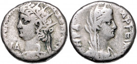 RÖMISCHES REICH, Nero, 54-68, Bil.-Tetradrachme Jahr 14 =67/68, Ägypten, Stadt Alexandria. Büste mit Strahlenkrone l. Rs.Büste der Hera Argeia r. 11,9...