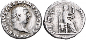 RÖMISCHES REICH, Vitellius, 69, AR Denar, Rom. Belorb. Büste r. Rs.Sitzende Vesta r. mit Patera und Zepter. 2,81g.
f.ss
RIC 107; Seaby 72