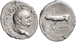 RÖMISCHES REICH, Vespasian, 69-79, AR Denar COS VIII =77-78, Rom. Belorb. Büste r. Rs.Ochsengespann l. 3,44g.
s-ss
RIC 107; Kampm.20.36.2