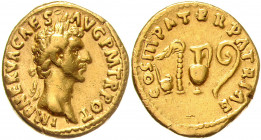 RÖMISCHES REICH, Nerva, 96-98, AV Aureus COS III =97, Rom. Belorb. Büste r., IMP NERVA CAES AVG PM TR POT. Rs.Priestergerät, COS III PATER PATRIAE. 7,...