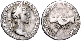 RÖMISCHES REICH, Nerva, 96-98, AR Denar COS III =97, Rom. Belorb. Büste r., IMP NERVA CAES AVG PM TRP COS III PP. Rs.Handschlag, CONCORDIA EXERCITVVM....