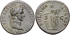 RÖMISCHES REICH, Nerva, 96-98, AE Sesterz COS III =97, Rom. Belorb. Büste r., IMP NERVA CAES AVG PM TRP COS III PP. Rs.Fortuna mit Ruder und Füllhorn ...
