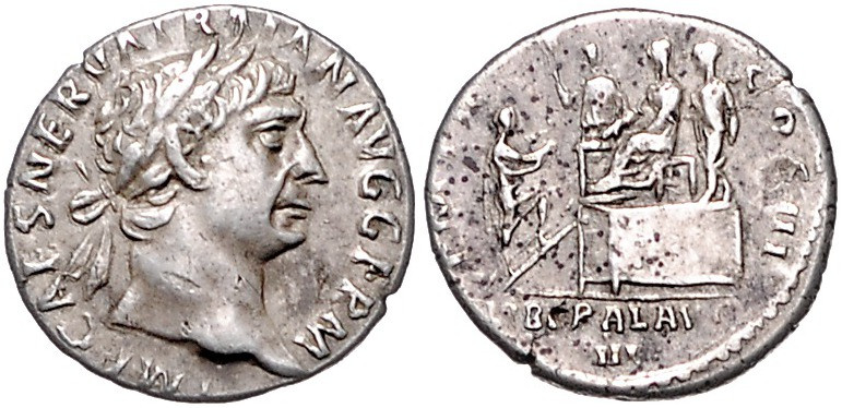 RÖMISCHES REICH, Trajan, 98-117, AR Denar COS III (114-117), Rom. IMP CAES NERVA...