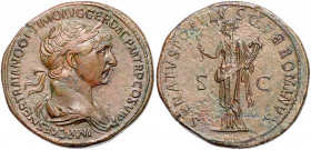 RÖMISCHES REICH, Trajan, 98-117, AE Sesterz (114-117), Rom. Belorberte und drapierte Büste r. Rs.Felicitas l. stehend mit Caduceus und Füllhorn, SENAT...