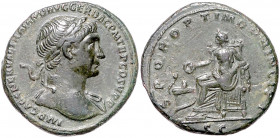RÖMISCHES REICH, Trajan, 98-117, AE As COS V =103-111, Rom. Belorb. Kopf r., IMP CAES NERVAE TRAIANO AVG GER DAC PM TRP COS V PP. Rs.Salus l. sitzend,...