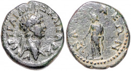 RÖMISCHES REICH, Trajan, 98-117, AE 19, Phrygien, Stadt Nakoleia. Belorb. Kopf r., [A]V NEP TPAIANOS KAISAP S. Rs.Asklepios l. stehend, NA[KO]LEON. 5,...