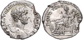 RÖMISCHES REICH, Hadrian, 117-138, AR Denar COS III (134-138), Rom. Kopf r. Rs.Fortuna l. sitzend mit Ruder und Füllhorn. 3,26g.
ss/vz
Seaby 782; RI...